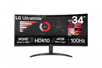 LG UltraWide 34WR50QK-B - Écran LED - incurvé - 34" - 3440 x 1440 WQHD @ 100 Hz - VA - 300 cd/m² - 3000:1 - HDR10 - 5 ms - 2xHDMI, DisplayPort 