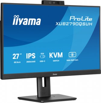 iiyama ProLite XUB2790QSUH-B2 - Écran LED - 27" - 2560 x 1440 QHD @ 100 Hz - IPS - 250 cd/m² - 1300:1 - 0.4 ms - HDMI, DisplayPort, USB-C - haut-parleurs - noir, mat 