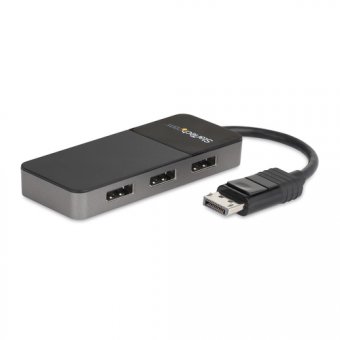 Cehub MST à 3 ports DisplayPortvous permet decréer unestation de travailhautes performancesen connectanttroisécrans DisplayPortà votrepériphériqueDisplayPort,defaçon àaugmenteret optimiser votre productivité.Le répartiteur multi-écransprend en charge le f 