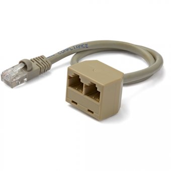 2-to-1 RJ45 Splitter Cable Adapter - F/M 