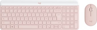Logitech Slim Wireless Combo MK470 - Ensemble clavier et souris - sans fil - 2.4 GHz - AZERTY - Français - rose 