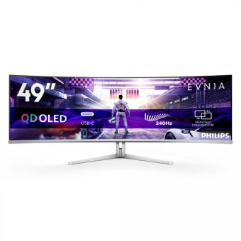 Philips Evnia 8000 49M2C8900 - Moniteur OLED - jeux - incurvé - 49" (48.9" visualisable) - 5120 x 1440 Dual Quad HD @ 240 Hz - 1000 cd/m² - 15000000:1 - DisplayHDR 400 True Black - 0.03 ms - 2xHDMI, DisplayPort, USB-C - haut-parleurs - blanc texturé 