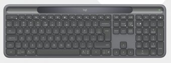 Logitech Signature Slim Solar+ K980 for Business - Clavier - full size - sans fil - Bluetooth LE, USB-C - AZERTY - Français - commutateur : interrupteurs en ciseaux - graphite 