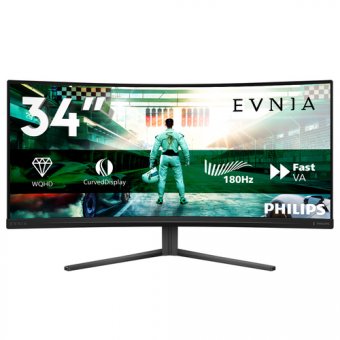 Philips Evnia 3000 34M2C3500L - Écran LED - jeux - incurvé - 34" - 3440 x 1440 WQHD @ 180 Hz - Fast VA - 300 cd/m² - 4000:1 - HDR10 - 1 ms - 2xHDMI, DisplayPort - Charbon 