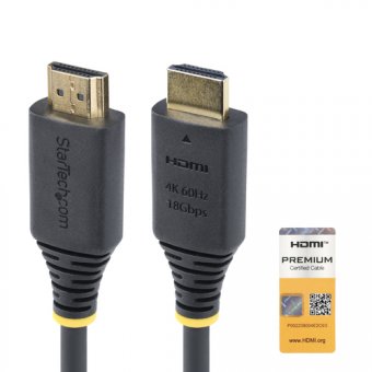 StarTech.com 1m (3.3ft) Premium Certified High Speed HDMI Cable, 4K60Hz - Premium High speed - câble HDMI avec Ethernet - HDMI mâle pour HDMI mâle - 1 m - noir - passif, support pour 4K60Hz 