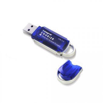 Integral Courier - Clé USB - chiffré - 128 Go - USB 3.2 Gen 1 - bleu, argent 