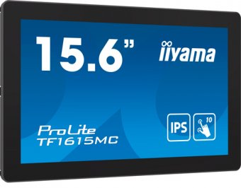 iiyama ProLite TF1615MC-B1 - Écran LED - 15.6" - cadre ouvert - écran tactile - 1920 x 1080 Full HD (1080p) - IPS - 450 cd/m² - 1000:1 - 25 ms - HDMI, VGA, DisplayPort - noir 