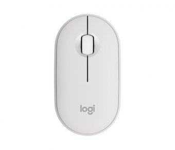 Logitech Pebble Mouse 2 M350s - Souris - optique - 3 boutons - sans fil - Bluetooth 5.2 LE - blanc ton sur ton 