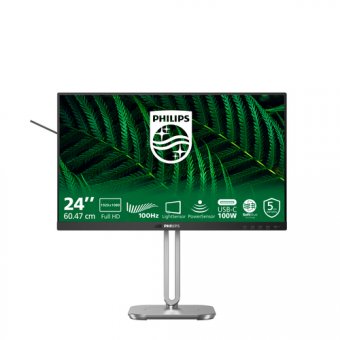 Philips 24B2G5301 - 5000 Series - écran LED - USB - 24" - 1920 x 1080 Full HD (1080p) @ 100 Hz - IPS - 1500:1 - HDMI, VGA, DisplayPort, USB-C - haut-parleurs - argent, Charbon 