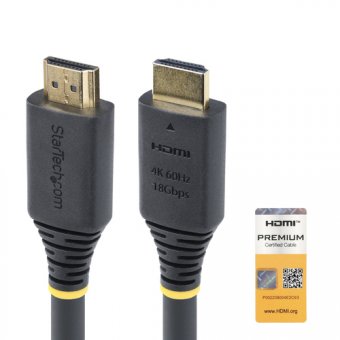 StarTech.com 10m (32.8ft) Active High Speed HDMI Cable, 4K60Hz - High speed - câble HDMI avec Ethernet - HDMI mâle pour HDMI mâle - 10 m - blindé - noir - actif, support pour 2K144Hz, prise en charge UHD 4K60Hz, prise en charge de HDR10 