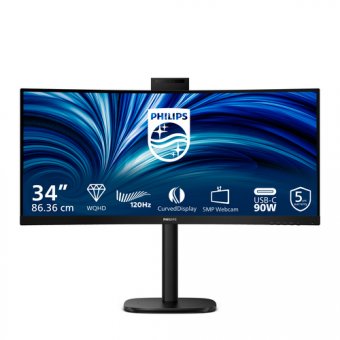 Philips 34B2U3600CH - 3000 Series - écran LED - incurvé - 34" - 3440 x 1440 WQHD @ 120 Hz - VA - 300 cd/m² - 3500:1 - HDR10 - 4 ms - HDMI, DisplayPort, USB-C - haut-parleurs - noir texturé 