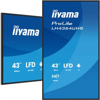 IIYAMA LFD 43" dalle VA 4K UHD 3840x2160 16:9 24/7 2xHDMI USB-C 2xUSB HPs 500cd/m² 6.5ms 