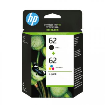 HP 62 - pack de 2 - couleur (cyan, magenta, jaune), noir pigmenté - original - cartouche d'encre 