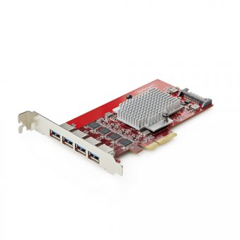 StarTech.com - Adaptateur USB - PCIe 3.0 x4 profil bas - USB 3.2 Gen 2 x 4 - rouge - Conformité TAA 
