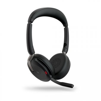Jabra Evolve2 65 Flex MS Stereo - Micro-casque - sur-oreille - Bluetooth - sans fil - Suppresseur de bruit actif - USB-A - noir - avec socle de recharge sans fil - Certifié pour Microsoft Teams 