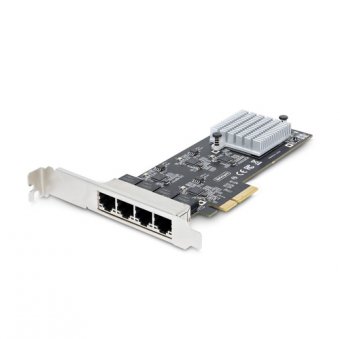 Startech Carte Réseau PCIe à 4 Ports 2,5 Gbps NBASE-T, Intel I225-V - Adaptateur réseau - PCIe 2.0 x4 - Ethernet 10M/100M/1G/2,5 Gigabit x 4 - noir 