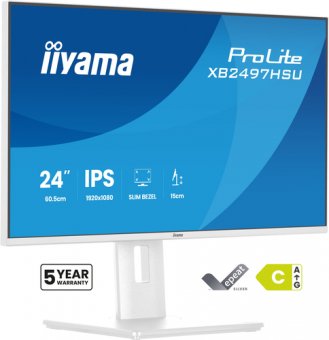 iiyama ProLite XB2497HSU-W1 - Écran LED - 24" (23.8" visualisable) - 1920 x 1080 Full HD (1080p) @ 120 Hz - IPS - 350 cd/m² - 1500:1 - 4 ms - HDMI, DisplayPort - haut-parleurs - blanc, mat 