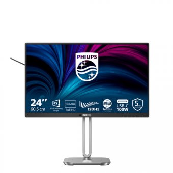 Philips 24B2U4301 - 4000 Series - écran LED - 24" (23.8" visualisable) - 1920 x 1080 Full HD (1080p) @ 120 Hz - IPS - 300 cd/m² - 1500:1 - 4 ms - HDMI, DisplayPort, USB-C - haut-parleurs - argent, Charbon 
