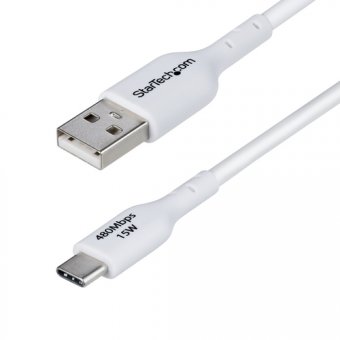 StarTech.com 2m (6.6ft) White USB-A to USB-C Charging Cable/Cord, M/M - Câble USB - USB (M) pour USB-C (M) - USB 2.0 - 3 A - 2 m - sans halogène, passif, charge et synchronisation, USB Fast Charge (15W) - blanc 