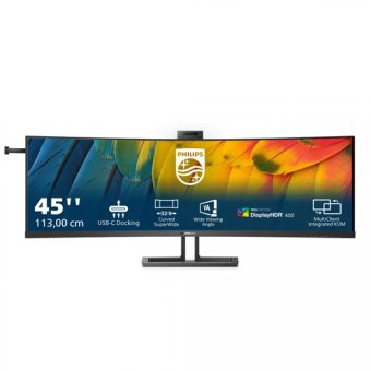Philips 45B1U6900CH - 6000 Series - écran LED - incurvé - 45" (44.5" visualisable) - 5120 x 1440 Dual Quad HD @ 75 Hz - VA - 450 cd/m² - 3000:1 - DisplayHDR 400 - 4 ms - 2xHDMI, DisplayPort, 2xUSB-C - haut-parleurs - noir 