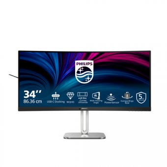Philips 34B2U5600C - 5000 Series - écran LED - incurvé - USB - 34" - 3440 x 1440 WQHD @ 120 Hz - VA - 300 cd/m² - 4000:1 - 4 ms - 2xHDMI, DisplayPort, USB-C - haut-parleurs - Charbon 