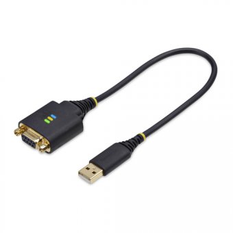 StarTech.com 1ft/30cm USB to Null Modem Serial Adapter Cable, FTDI, RS232 - Câble USB / série - USB (M) pour DB-9 (F) vissable - 30 cm - moulé, robuste - noir 