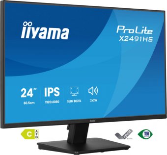 iiyama ProLite X2491HS-B1 - Écran LED - 24" (23.8" visualisable) - 1920 x 1080 Full HD (1080p) @ 120 Hz - IPS - 350 cd/m² - 1500:1 - 1 ms - HDMI, DisplayPort - haut-parleurs - noir, mat 