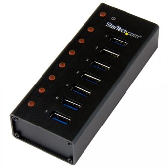 StarTech.com Hub USB 3.0 à 7 ports - Concentrateur USB à montage mural / sur bureau avec boîtier métallique - Hub USB 3.0 portable - Concentrateur (hub) - 7 x SuperSpeed USB 3.0 - de bureau, fixation murale - pour P/N: BNDTBUSB3142, PEXUS313AC2V, PEXUSB31 