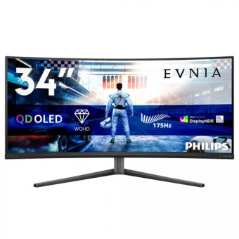 Philips Evnia 6000 34M2C6500 - Moniteur OLED - jeux - incurvé - 34" - 3440 x 1440 WQHD @ 175 Hz - 1000 cd/m² - 1000000:1 - DisplayHDR 400 True Black - 0.03 ms - 2xHDMI, DisplayPort - ardoise foncée 