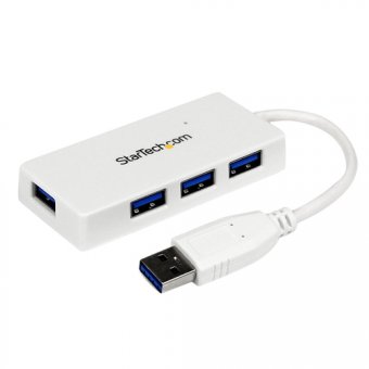 Startech Hub USB 3.0 à 4 ports avec câble intégré - Concentrateur USB SuperSpeed portable - Mini hub USB3 - Blanc - Concentrateur (hub) - 4 x SuperSpeed USB 3.0 - de bureau - pour P/N: FCREADMICRO3, MSDREADU2OTG, MSDREADU3CA 