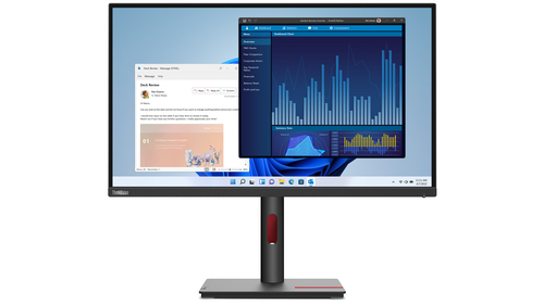 Lenovo ThinkVision T27p-30 - Écran LED - 27" - 3840 x 2160 4K - IPS - 350 cd/m² - 1300:1 - 4 ms - HDMI, DisplayPort, USB-C - barre de son - noir corbeau - avec ThinkVision MC 60 monitor webcam 