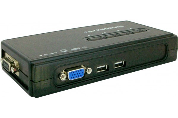 DEXLAN KVM switch VGA/USB 4 ports avec câbles démontables 