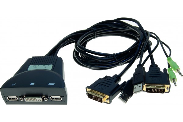 DEXLAN Switch KVM câbles intégrés DVI /USB/Audio 2 ports 