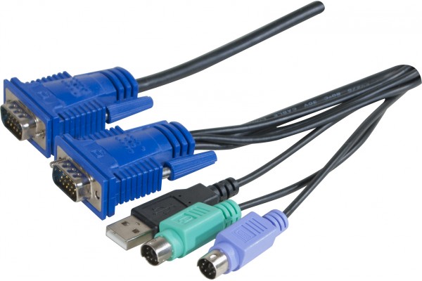 Dexlan cordon combo kvm VGA/PS2+USB - 1,8m 