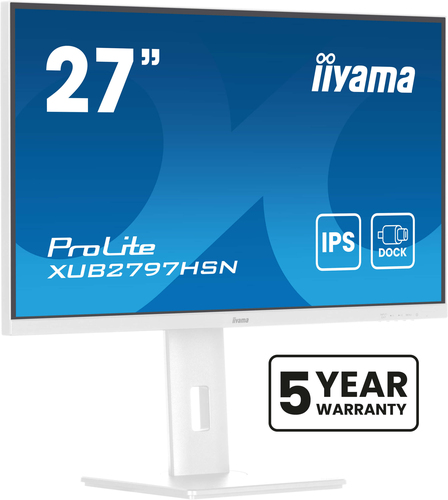 iiyama ProLite XUB2797HSN-W2 - Écran LED - 27" - 1920 x 1080 Full HD (1080p) @ 100 Hz - IPS - 300 cd/m² - 1000:1 - 1 ms - HDMI, DisplayPort, USB-C - haut-parleurs - blanc, mat 