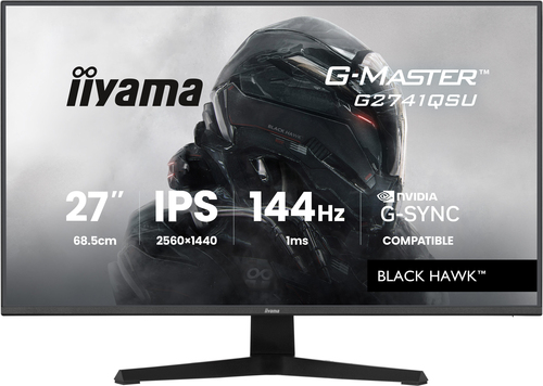 iiyama G-MASTER Black Hawk G2741QSU-B1 - Écran LED - jeux - 27" - 2560 x 1440 QHD @ 144 Hz - IPS - 350 cd/m² - 1500:1 - 1 ms - HDMI, DisplayPort - haut-parleurs - noir, mat 