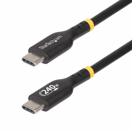 StarTech.com Câble de Recharge USB-C de 2m, Cordon USB-C Certifié USB-IF - Câble USB - USB-C (M) pour USB-C (M) - USB 2.0 - 48 V - 5 A - 2 m - gamme de puissance étendue (EPR), Alimentation USB (240 W), support pour Power Delivery 3,1 - noir 