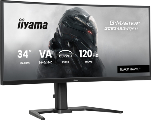 Iiyama GCB3482WQSU-B1 - Écran LED - jeux - incurvé - 34" - 3440 x 1440 WQHD @ 120 Hz - VA - 500 cd/m² - 3000:1 - 0.6 ms - 2xHDMI, DisplayPort - haut-parleurs 