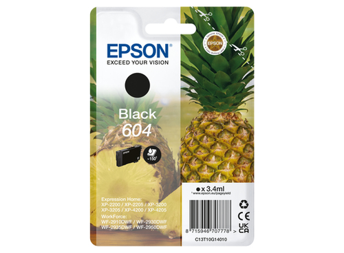 Epson 604 Singlepack - 3.4 ml - noir - original - blister - cartouche d'encre - pour Expression Home XP-2200, 2205, 3200, 3205, 4200, 4205, WorkForce WF-2910, 2930, 2935, 2950 