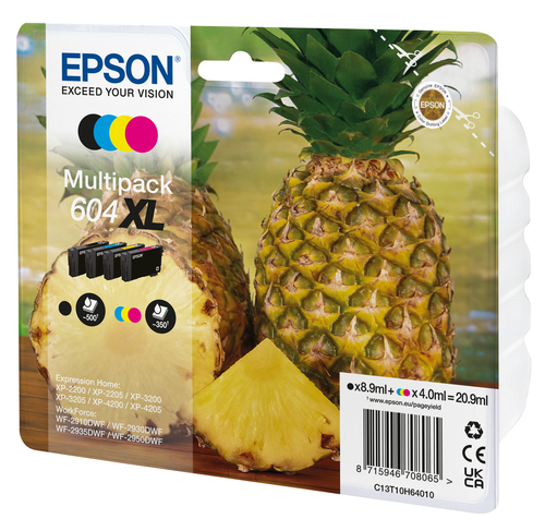 Epson 604XL Multipack - Pack de 4 - XL - noir, jaune, cyan, magenta - original - emballage coque avec alarme radioélectrique/ acoustique - cartouche d'encre - pour Expression Home XP-2200, 2205, 3200, 3205, 4200, 4205, WorkForce WF-2910, 2930, 2935, 2950