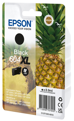 Epson 604XL Singlepack - 8.9 ml - XL - noir - original - emballage coque avec alarme radioélectrique/ acoustique - cartouche d'encre - pour Expression Home XP-2200, 2205, 3200, 3205, 4200, 4205, WorkForce WF-2910, 2930, 2935, 2950 