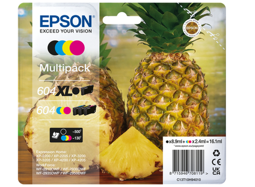 Epson 604XL Multipack - Pack de 4 - XL(noir) + Capacité standard - noir, cyan, magenta, jaune - original - blister - cartouche d'encre - pour Expression Home XP-2200, 2205, 3200, 3205, 4200, 4205, WorkForce WF-2910, 2930, 2935, 2950 