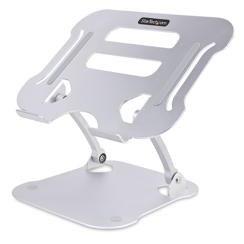 StarTech.com Laptop Stand for Desk, Ergonomic Laptop Stand Adjustable Height, Aluminum, Portable, Supports up to 22lb (10kg), Foldable Laptop Holder for Desk - Angled Notebook Computer Riser/Lift (ADJ-LAPTOP-RISER) - Support pour ordinateur portable - mon