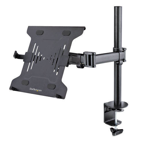StarTech.com Laptop Desk Mount, Monitor and Laptop Mount for Desk, Displays 34in (8kg/17.6lb) & Laptops (4.5kg/9.9lbs), Adjustable & Articulating VESA Laptop Tray Arm - Desk Monitor Mount - Clamp / Grommet Mount (A-LAPTOP-DESK-MOUNT) - Kit de montage (bra