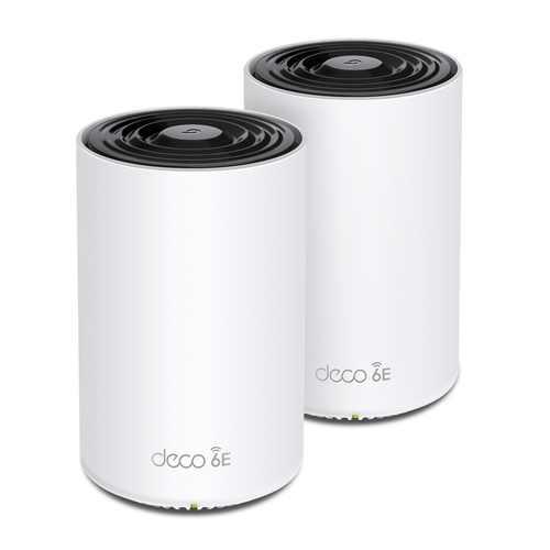 TP-Link Deco XE75 Pro V1 - Système Wi-Fi - (2 routeurs) - jusqu'à 5500 pieds carrés - maillage 1GbE, 2.5GbE - Wi-Fi 6E - Multi-Bande 