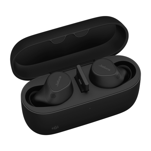 Jabra Evolve2 Buds MS - Écouteurs sans fil avec micro - intra-auriculaire - Bluetooth - Suppresseur de bruit actif - USB-A via adaptateur Bluetooth - isolation acoustique - noir - Certifié pour Microsoft Teams 