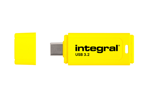 CLE USB 128GB USB-C 3.2 GEN1 DRIVE (USB3.1 USB3.0) NEON-C JAUNE FLUO JUSQU'A 150MB/s EN LECTURE ET 30 MB/s EN ECRITURE 