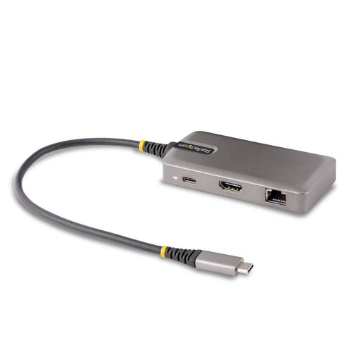 StarTech.com Adaptateur Multiport USB-C, HDMI, Hub USB 2 Ports, PD, GbE - Station d'accueil - USB-C / USB4 / Thunderbolt 3 / Thunderbolt 4 - HDMI - 1GbE 