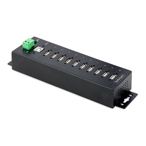 StarTech.com Hub USB 2.0 10 ports Industriel, Hub Extension USB-A Robuste - Concentrateur (hub) - industriel - 10 x USB 2.0 - de bureau, Montage sur rail DIN, fixation murale - Conformité TAA - disponible 24 / 48h
