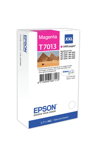 Epson T7013 - 34.2 ml - taille XXL - magenta - original - blister - cartouche d'encre - pour WorkForce Pro WP-4015 DN, WP-4095 DN, WP-4515 DN, WP-4525 DNF, WP-4595 DNF 
